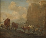 Livestock by a River. Painting by Willem Romeyn