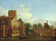 Loenerslot Castle In Holland, Circa 1665-70 Oil On Oak Painting by Jan Van Der Heyden