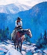 Long In The Saddle Drawing by W.h. Koerner Long In The Saddle Drawing by W.h. Koerner