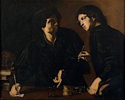 'Los santos medicos Cosme y Damian', 1620-1630, Italian School, Canvas... Painting by Giovanni Battista Caracciolo -1578-1635- 'Los santos medicos Cosme y Damian', 1620-1630, Italian School, Canvas... Painting by Giovanni Battista Caracciolo -1578-1635-