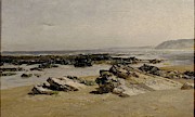 'Low Tide -Guethary-', ca. 1881, Spanish School, Canvas, 36 cm x 59,5 cm, P06158. Painting by Carlos de Haes -1829-1898-