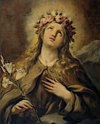 Luca Giordano / 'Saint Rosalia', ca. 1697, Italian School, Oil on canvas, 81 cm x 64 cm, P00179. Painting by Luca Giordano -1634-1705- Luca Giordano / 'Saint Rosalia', ca. 1697, Italian School, Oil on canvas, 81 cm x 64 cm, P00179. Painting by Luca Giordano -1634-1705-