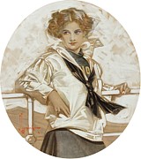 Lucky Bag Girl Painting by J.c. Leyendecker