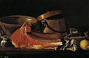 Luis Egidio Melendez / 'Bodegon con chuleton, condimentos y recipientes', Late 18th century. Painting by Luis Melendez -1716-1780- Luis Egidio Melendez / 'Bodegon con chuleton, condimentos y recipientes', Late 18th century. Painting by Luis Melendez -1716-1780-