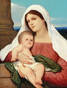 Madonna And Child In An Open Landscape Painting by Gabriel Von Max