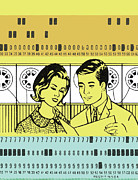 Man and Woman Looking at Paper Drawing by CSA Images Man and Woman Looking at Paper Drawing by CSA Images