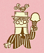 Man Holding Ice Cream Cone Drawing by CSA Images Man Holding Ice Cream Cone Drawing by CSA Images