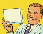 Man Holding Up a Box Drawing by CSA Images Man Holding Up a Box Drawing by CSA Images