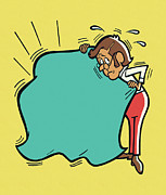 Man Holding Up a Large Sheet Drawing by CSA Images Man Holding Up a Large Sheet Drawing by CSA Images