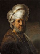 Man in Oriental Dress. Bust of a Man in Oriental Dress. Painting by Rembrandt -1606-1669- Man in Oriental Dress. Bust of a Man in Oriental Dress. Painting by Rembrandt -1606-1669-