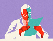 Man Looking at a Piece of Paper Drawing by CSA Images Man Looking at a Piece of Paper Drawing by CSA Images