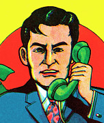 Man on the phone Drawing by CSA Images Man on the phone Drawing by CSA Images
