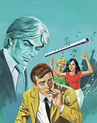 Man Playing Music to Hypnotize Women Drawing by CSA Images