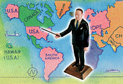 Man Pointing at Map Drawing by CSA Images