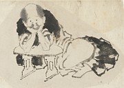 Man Seated With An Armrest, Edo Period Drawing by Katsushika Hokusai