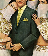 Man Surrounded By Veiled Ladies Drawing by CSA Images Man Surrounded By Veiled Ladies Drawing by CSA Images