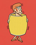 Man Wearing a Barrel Drawing by CSA Images Man Wearing a Barrel Drawing by CSA Images