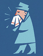 Man with a Cold Drawing by CSA Images