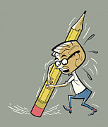Man with a Giant Pencil Drawing by CSA Images Man with a Giant Pencil Drawing by CSA Images