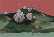 Man With Backpack Traveling In The Mountains, 2015 Painting by Hiroyuki Izutsu
