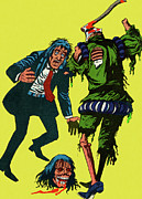 Man With Headless Zombie Drawing by CSA Images Man With Headless Zombie Drawing by CSA Images