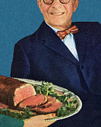 Man With Roast Beef Drawing by CSA Images Man With Roast Beef Drawing by CSA Images