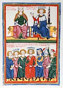 Manesse Codex -1305-40-. German manuscript-The performance of the troubadours. Painting by Album
