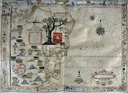 Map Of Brazil - Atlas Portulano - 1568. Drawing by Fernao Vaz Dourado -1520-1580- Map Of Brazil - Atlas Portulano - 1568. Drawing by Fernao Vaz Dourado -1520-1580-