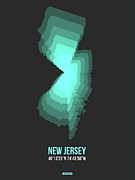 Map of New Jersey.Teal Digital Art by Naxart Studio