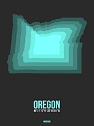 Map of Oregon,Teal Digital Art by Naxart Studio
