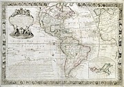 Map Of South America And North America - 1760. Drawing by Louis Charles Desnos -18th cent -