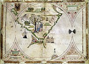 Map Of The Strait Of Magellan - Fol 7 - Cartography - Atlas 1568. Drawing by Fernao Vaz Dourado -1520-1580- Map Of The Strait Of Magellan - Fol 7 - Cartography - Atlas 1568. Drawing by Fernao Vaz Dourado -1520-1580-