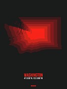 Map of Washington Red Digital Art by Naxart Studio