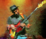 Marcus Miller Musician Mixed Media by Mal Bray