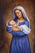 Mary And Baby Jesus Painting by Edgar Jerins