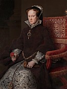 'Mary Tudor, Queen of England, second wife of Felipe II', 1554, Flemish School, Oi... Painting by Antonio Moro -c 1519-c 1576- 'Mary Tudor, Queen of England, second wife of Felipe II', 1554, Flemish School, Oi... Painting by Antonio Moro -c 1519-c 1576-