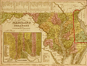 Maryland, Delaware & Baltimore - 1844 Painting by Unknown