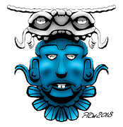 Mayan Blue Mask Digital Art by Piotr Dulski