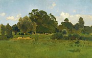 Meadow With Cows Painting by Eugen Jettel Meadow With Cows Painting by Eugen Jettel