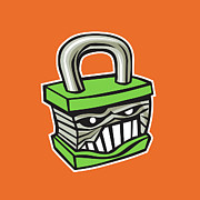 Mean Face on Padlock Drawing by CSA Images