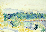 Mediterranean Landscape with a White House. Painting by Henri-Edmond Cross -Henri-Edmond Delacroix-