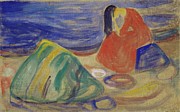 Melancholy. Weeping Woman On The Beach Painting by Edvard Munch