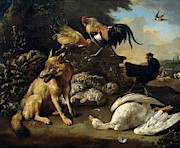 Melchior d' Hondecoeter / 'Still Life with Animals', 1680-1690, Dutch School, Oil on canvas. Painting by Melchior d' Hondecoeter -c 1636-1695-