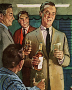 Men Drinking Drawing by CSA Images