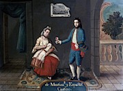 'MESTIZAJE - DE MESTIZA Y ESPANOL  CASTIZO'- OIL ON COPPER 48x36 CM - 18TH CENTURY. Painting by Anonymous