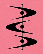 Mid Century Shapes 3 in Pink Digital Art by Donna Mibus