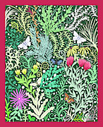 Millefleurs with Red Border Tapestry - Textile by Lise Winne