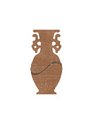 Minimal Abstract Greek Vase 8 - Krater - Terracotta Series - Modern, Contemporary Print - Sepia Mixed Media by Studio Grafiikka