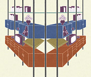 Modern Bookshelves Drawing by CSA Images Modern Bookshelves Drawing by CSA Images