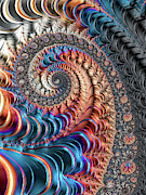 Modern Fractal Spiral with blue and red Metal Tones Digital Art by Matthias Hauser